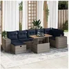 Image de Salon de jardin 8pcs avec coussins marron résine tressée acacia, ensemble de canapés d'extérieur, salon de jardin, 3328097