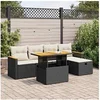 Image de Salon de jardin resine tressee noir 6 pieces 62 x 62 x 69 5 personnes