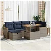 Image de Salon de jardin avec coussins 7 pcs gris résine tressée acacia 3328118