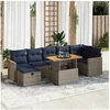 Image de Salon de jardin 8pcs avec coussins gris résine tressée acacia, ensemble de canapés d'extérieur, salon de jardin, 3328125