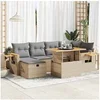 Image de Ensembles canapes. fauteuils et tables de jardin resine tressee beige 8 pieces x 62 x 69 7 personnes