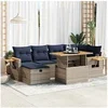 Image de Salon de jardin avec coussins 7 pcs gris résine tressée acacia 3328139