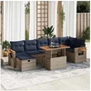 Image de Salon de jardin 8pcs avec coussins gris résine tressée acacia, ensemble de canapés d'extérieur, salon de jardin, 3328146