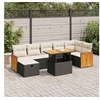 Image de Salon de jardin 5 pcs avec coussins noir résine tressée, ensemble de canapés d'extérieur, ensemble de canapé d'angle 3328162