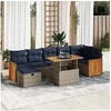 Image de Salon de jardin 8pcs avec coussins gris résine tressée acacia, ensemble de canapés d'extérieur, salon de jardin, 3328167