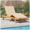 Image de Lot de 1 transat GENERIQUE beige H. 84 cm en bois massif non pliable