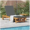 Image de Fauteuil relax avec des roulettes et un coussin gris foncé en bois massif
