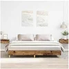 Image de Cadre de lit sans matelas vieux bois 200x200 cm bois ingénierie, meuble de chambre à coucher, sommier, lit double, 3328706