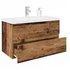 Image de Meuble lavabo avec bassin et robinet intégrés vieux bois