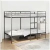 Image de Lit superposé sans matelas noir 100x200 cm acier, cadre de lit, sommier, meuble de chambre, lit mezzanine, cadre de 42000324