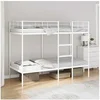 Image de Lit superposé sans matelas blanc 80x200 cm acier, cadre de lit, sommier, meuble de chambre, lit mezzanine, cadre de 42000327