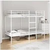 Image de Lit superposé sans matelas blanc 90x190 cm acier, cadre de lit, sommier, meuble de chambre, lit mezzanine, cadre de 42000328