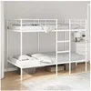 Image de Lit superposé sans matelas blanc 100x200 cm acier, cadre de lit, sommier, meuble de chambre, lit mezzanine, cadre de 42000331