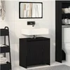 Image de Meuble de Salle de Bain avec Miroir Chêne Noir 60x33x61cm en Bois d ingénierie