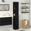 Image de Meuble de salle de bain Noir Chêne 25x25x170 cm en bois d ingénierie