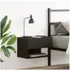 Image de Table de chevet murale en bois noir aggloméré