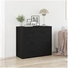 Image de Buffet Noir Chêne 33x80x70 cm Bois reconstitué