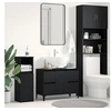 Image de Meuble de salle de bain Noir Chêne 80x33x60 cm en bois d ingénierie