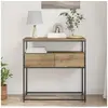 Image de Table Console en Chêne Artisanal 75x40x75 cm Bois d Ingénierie et Acier