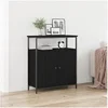 Image de Buffet Noir Chêne 70x30x80 cm Bois aggloméré