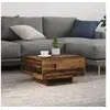 Image de Table basse avec lumières LED en bois vieilli 55x55x31 cm