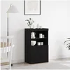 Image de Buffet avec lumières LED Chêne Noir 60x37x100 cm