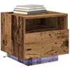 Image de Cabinet De Chevet Avec Tiroir 2 Pièces Bois Ancien 40 X 39 X 37 Cm
