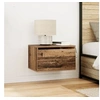 Image de Table de chevet avec éclairage LED monté au mur en bois ancien 50x36x30 cm