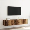 Image de Mobilier TV avec lumières LED 2 pcs Bois ancien 80x35x31 cm