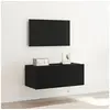 Image de Meuble TV avec éclairage LED Chêne Noir 80x35x31 cm