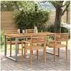 Image de Table de repas extérieure Grise 180x90x75 cm en acier et bois d acacia