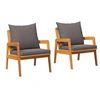 Image de Lot de 2 chaise H. 71.5 cm non pliable en bois massif exterieur gris