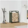Image de Portant de bois chauffage vert olive 44x28x65 cm