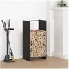 Image de Portant de bois chauffage noir 40x30x80 cm 864231