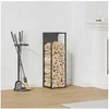Image de Portant de bois chauffage noir 25x25x80 cm