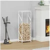 Image de Portant de bois chauffage blanc 34x25x100 cm