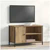 Image de Meuble TV en chêne artisan de 80x40x50 cm en bois d ingénierie et acier