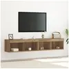 Image de Armoires murales pour TV avec éclairage LED 2 pcs Chêne artisan 80x30x30 cm