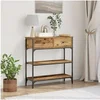 Image de Table Console en Bois Ancien 72,5x25x75 cm Bois Agencé & Acier