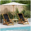 Image de Chaises de plage pliantes 2 pcs Black Bois d acacia massif & Textilène