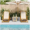Image de Chaises de plage pliantes 2 pcs Crème en bois d acacia massif et Textilène