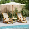 Image de Chaises de plage pliantes 2 pcs Gris clair Bois d acacia massif et Textilène
