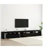 Image de Meubles TV 3 pcs avec éclairage LED en chêne noir en bois d ingénierie, Meubles TV avec éclairage LED 2 pcs Chêne Noir 75x35x40