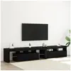 Image de Meubles TV 2 pcs avec lumières LED chêne noir bois d ingénierie, Support TV avec lumières LED Chêne noir, 90x35x40 cm, fabriqué