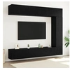 Image de Ensemble de 5 Meubles TV Mural en Chêne Noir en Bois d Ingénierie