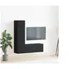 Image de Ensemble de meuble TV 3 pièces en chêne noir en bois d ingénierie