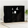 Image de Haute armoire en chêne noir 132x35,5x103,5 cm en bois d ingénierie