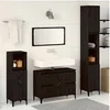 Image de Ensemble de Meubles de Salle de Bain 3 Pièces Chêne Noir Bois d ingénierie
