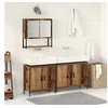 Image de Ensemble de mobilier de salle de bain 3 pièces en bois vieilli en bois reconstitué