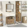 Image de Ensemble de meubles de salle de bain 3 pièces en chêne artisanal en bois d ingénierie